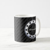 黒モダンエレガントとグレーストライプの コーヒーマグカップ (正面右)