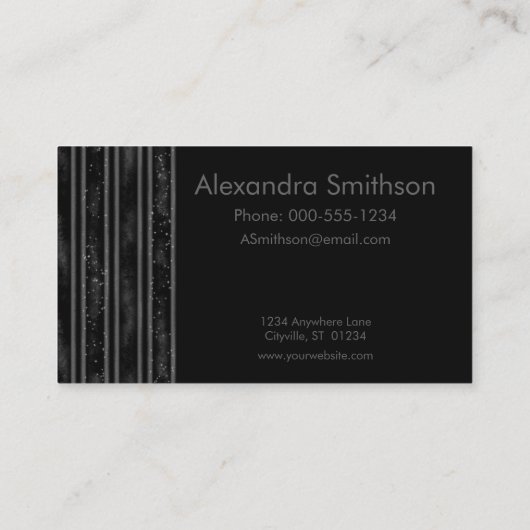 黒モダンエレガントとグレーストライプの 名刺 (裏面)