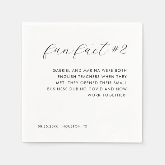 黒モダンエレガントと白のおもしろいファクト#2結婚s スタンダードカクテルナプキン (正面)