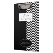 黒モダンエレガントと白のストライプパターン クリップボード (左)