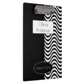 黒モダンエレガントと白のストライプパターン クリップボード (右)