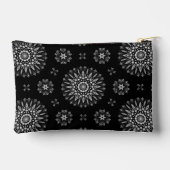 黒モダンエレガントと白のドットアートパターン アクセサリーポーチ (裏面)