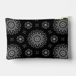 黒モダンエレガントと白のドットアートパターン アクセサリーポーチ