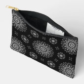 黒モダンエレガントと白のドットアートパターン アクセサリーポーチ (見開き)