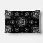 黒モダンエレガントと白のドットアートパターン アクセサリーポーチ (正面)