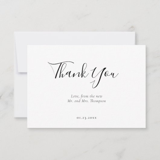 黒モダンエレガントと白の写真サンキューカード カード (正面)