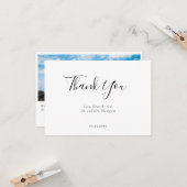 黒モダンエレガントと白の写真サンキューカード カード (正面/裏面インサイチュ)