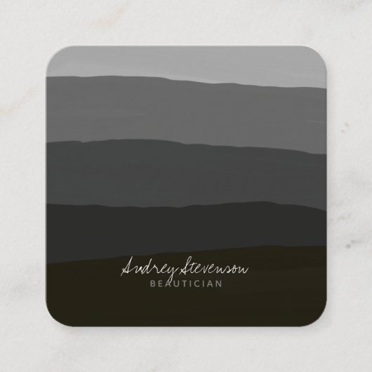 黒モダンエレガントと白の劣化 スクエア名刺 (正面)