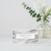 黒モダンエレガントと白の水色抽象芸術 名刺 (スタンド正面)