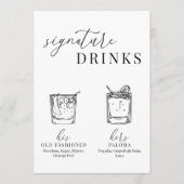 黒モダンエレガントと白の署名ドリンクの看板 (正面)