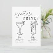 黒モダンエレガントと白の署名ドリンクの看板 (スタンド正面)