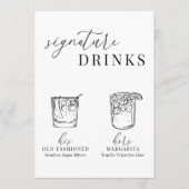 黒モダンエレガントと白の署名ドリンクの看板 (正面)