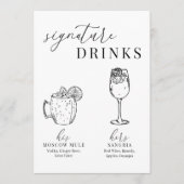 黒モダンエレガントと白の署名ドリンクの看板 (正面)