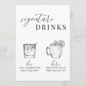 黒モダンエレガントと白の署名ドリンクの看板 (正面)