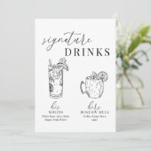 黒モダンエレガントと白の署名ドリンクの看板 (スタンド正面)