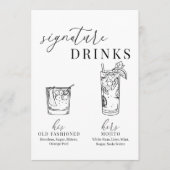 黒モダンエレガントと白の署名ドリンクの看板 (正面)