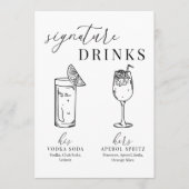 黒モダンエレガントと白の署名ドリンクの看板 (正面)