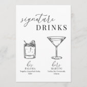 黒モダンエレガントと白の署名ドリンクの看板 (正面)