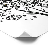 黒モダンエレガントと白の花(マット) ポスター (角)