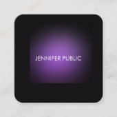 黒モダンエレガントと紫のテンプレート スクエア名刺 (正面)