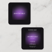 黒モダンエレガントと紫のテンプレート スクエア名刺 (正面/裏面)