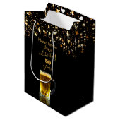 黒モダンエレガントと金ゴールドのグリッター ミディアムペーパーバッグ (正面アングル)