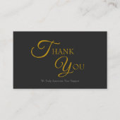 黒モダンエレガントと金ゴールドのサンキューカード 名刺 (正面)