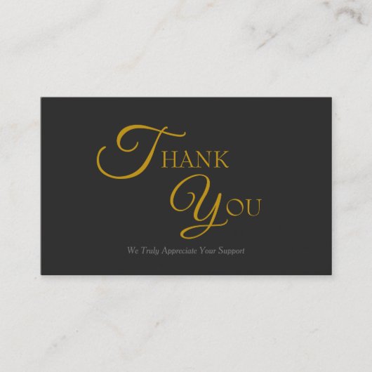 黒モダンエレガントと金ゴールドのサンキューカード 名刺 (正面)