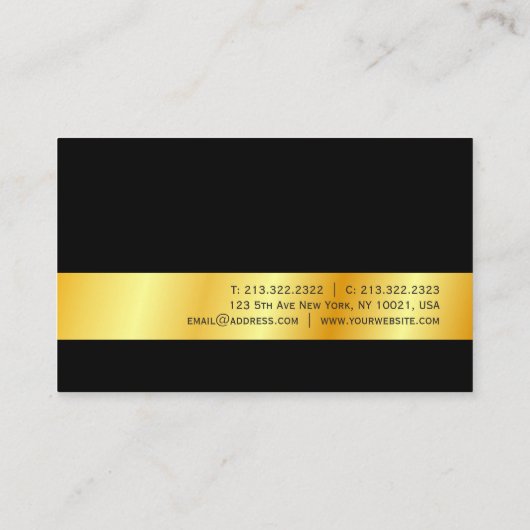 黒モダンエレガントと金ゴールドのテンプレート 名刺 (裏面)