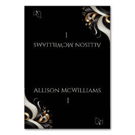 黒モダンエレガントと金ゴールドのベジタリアン テーブルナンバー