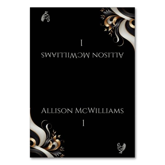 黒モダンエレガントと金ゴールドの家 テーブルナンバー (正面)