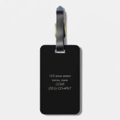 黒モダンエレガントと金ゴールドの恐竜モノグラム ラゲッジタグ (裏面縦)