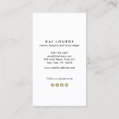 黒モダンエレガントと金ゴールドの葉のパターン 名刺 (裏面)