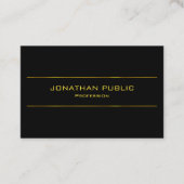 黒モダンエレガントと金ゴールドグラマーテンプレート 名刺 (正面)