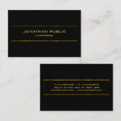 黒モダンエレガントと金ゴールドグラマーテンプレート 名刺 (正面/裏面)