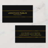 黒モダンエレガントと金ゴールドグラマーテンプレート 名刺 (正面/裏面)