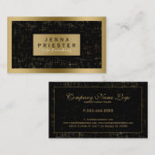 黒モダンエレガントと金ゴールドグランジの背景 名刺 (正面/裏面)