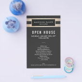 黒モダンエレガントと金ゴールドストライプ チラシ (シングル)