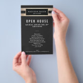 黒モダンエレガントと金ゴールドストライプ チラシ (ハンドル)