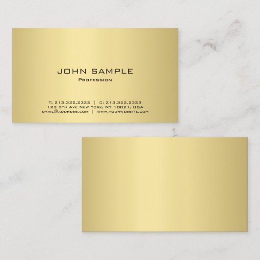 黒モダンエレガントと金ゴールドプレーンプロフェッショナル 名刺 (正面/裏面)