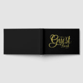 黒モダンエレガントと金ゴールド書のスクリプト ゲストブック (全面)