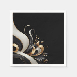 黒モダンエレガントと金ゴールド結婚の スタンダードカクテルナプキン