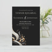 黒モダンエレガントと金ゴールド結婚の 招待状 (スタンド正面)