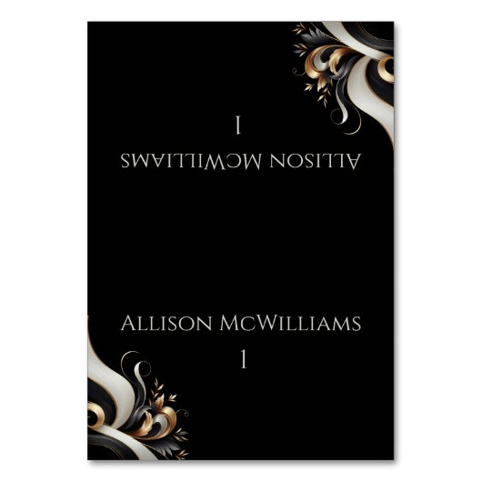 黒モダンエレガントと金ゴールド テーブルナンバー (正面)