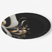 黒モダンエレガントと金ゴールド ペーパープレート (アングル)