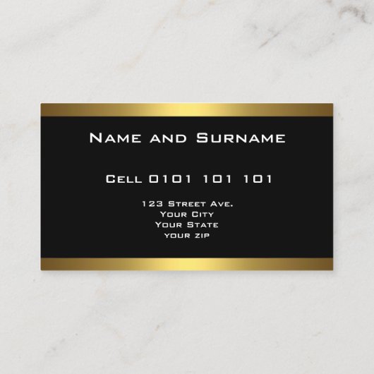 黒モダンエレガントと金ゴールド 名刺 (裏面)
