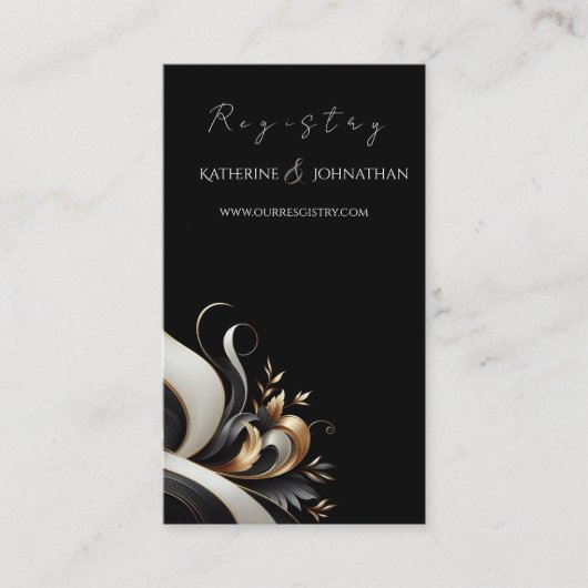 黒モダンエレガントと金ゴールド 名刺 (正面)