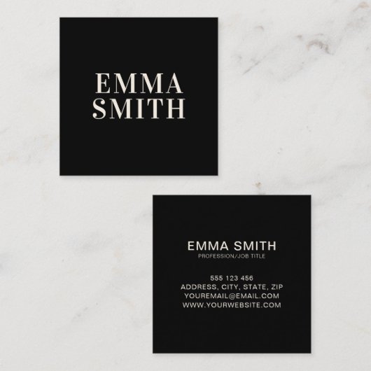 黒モダンエレガントクリームプロフェッショナルスクエアバス スクエア名刺 (正面/裏面)