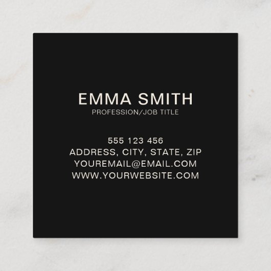 黒モダンエレガントクリームプロフェッショナルスクエアバス スクエア名刺 (裏面)