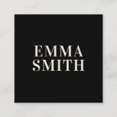 黒モダンエレガントクリームプロフェッショナルスクエアバス スクエア名刺 (正面)